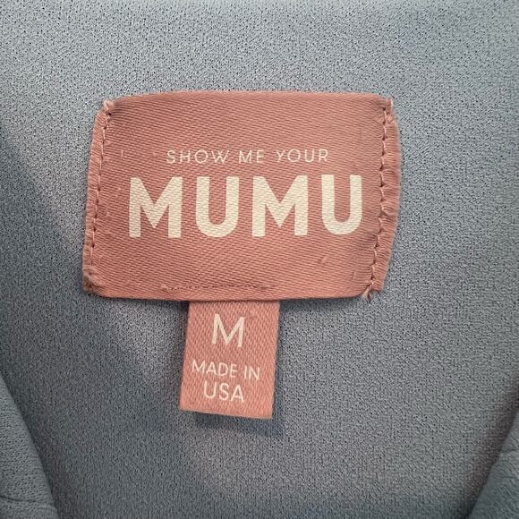 Show Me Your Mumu Women's Greta Dress‎ in Steel Blue Stretch Size M - Picture 3 of 9